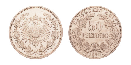 Germany, 1898 50 pfennig, Proof (Polierte Platte), A pattern, Ag 2.82 g. 