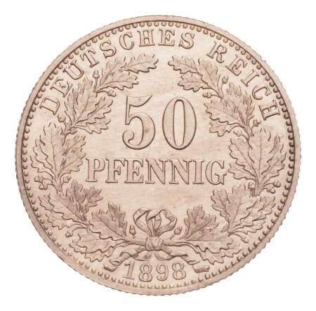 Germany, 1898 50 pfennig, Proof (Polierte Platte), A pattern, Ag 2.82 g. 