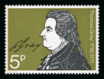 Stamp of Great Britain » Queen Elizabeth II 1971 Literary Anniversaries 3p and 5p mint n.h. with gold omitted