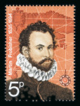 Stamp of Great Britain » Queen Elizabeth II 1972 Explorers mint n.h. group of four varieties incl. 3p, 5p and 7 1/2p with gold omitted