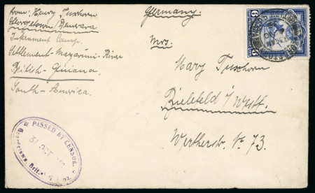 Stamp of British Guiana 1939 (Oct 31) envelope from the Internment Camp in Demerara to Germany