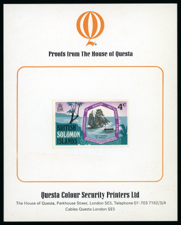 Stamp of British Solomon Islands 1971 Death Centenary of Bishop Patteson set of four imperf. proofs each on House of Questa presentation cards
