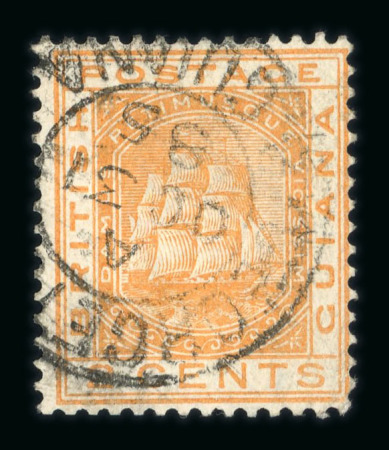 Stamp of British Guiana 1882 2c orange with variety watermark reversed, neatly used