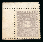 Stamp of British Guiana 1866-71 12c pale lilac perf.10 mint top left corner marginal