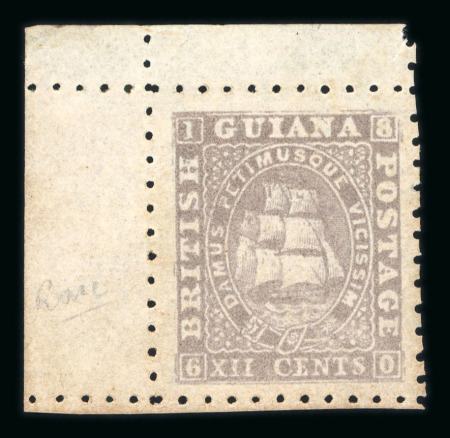 Stamp of British Guiana 1866-71 12c pale lilac perf.10 mint top left corner marginal