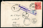 Stamp of British Guiana 1931 (Sep 14) incoming envelope from Australia with violet framed "POSTAGE DUE ....." hs