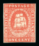 Stamp of British Guiana 1853 1c vermilion (original printing) unused, pos.3,