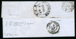 Stamp of India » Foreign Settlements in India » French Indian Settlements 1850 (Apr 20) entire from Pondicherry to France with very good strike of the "PONDICHERY / Paid" boxed ds plus Mauritius cover