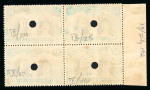 Stamp of Rhodesia 1910-13 Printer's File Stamps 2s black and dull blue (printing 9) in marginal block of four with security punch holes