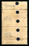 Stamp of Rhodesia 1910-13 Printer's File Stamps 3d violet and ochre (printing 8) in upper marginal vertical pair with imprint