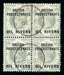 Stamp of Nigerias » Niger Coast Protectorate 1892-94 overprinted (type 1) 1s dull green in used block of four