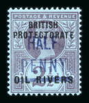 Stamp of Nigerias » Niger Coast Protectorate 1893 1/2d (type 4 in blue) on 2 1/2d purple and blue mint