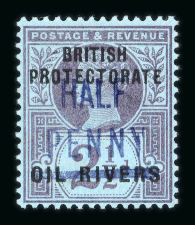 Stamp of Nigerias » Niger Coast Protectorate 1893 1/2d (type 4 in blue) on 2 1/2d purple and blue mint
