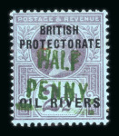 Stamp of Nigerias » Niger Coast Protectorate 1893 1/2d (type 4 in green) on 2 1/2d purple and blue mint with large part o.g.