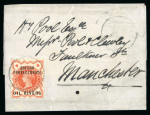 Stamp of Nigerias » Niger Coast Protectorate 1893 (Dec 28) wrapper band sent to the UK with 1892-94 1/2d vermilion tied by Old Calabar River cds