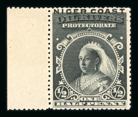 Stamp of Nigerias » Niger Coast Protectorate 1894 (Jan) 1/2d black perforated printer's sample, perf.15, mint n.h. left marginal