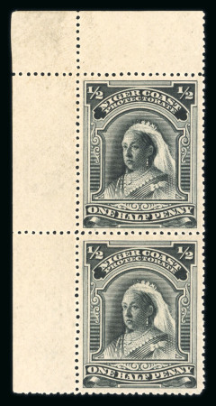 Stamp of Nigerias » Niger Coast Protectorate 1894 (May) 1/2d black perforated printer's sample, perf.15, in mint n.h. top left corner marginal pair