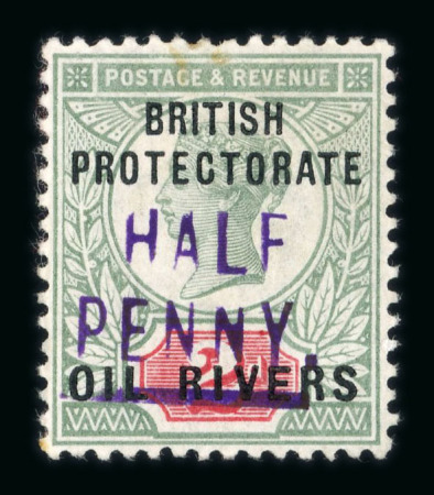 Stamp of Nigerias » Niger Coast Protectorate 1893 Old Calabar Provisionals group of eight stamps in mixed condition