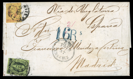 Stamp of Mexico » 1856-61 "Hidalgo" Issues 1861 Folded cover from Mexico to Madrid, with 1861