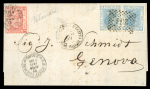 Stamp of Egypt » Italian Post Offices » Alexandria 1871 (Apr 21) Combination cover bearing Second Issue 1pi rose-lake tied by POSTE EGIZIANE CAIRO 21 APRIL 71 with two Italy 20c tied by Alexandria "234" numeral, backstamped Genoa, fine, cert. BPA (1977)