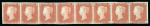 Stamp of Great Britain » 1841 1d Red 1841 1d red-brown pl.79 BB-BI mint strip of eight