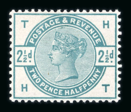 Stamp of Great Britain » 1855-1900 Surface Printed » 1883-84 Lilac & Green Issue 1883 2 1/2d De La Rue colour trial in bluish green, mint o.g.