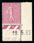 Stamp of France » Émissions à partir de 1900 1932, Semeuse lignée 75c lilas-rose Y&T n° 202a au
