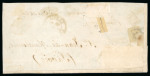 Stamp of France » Type Cérès de 1849-1850 Y&T n°5 paire des 2 timbres avec la variété du 4 retouché sur lettre