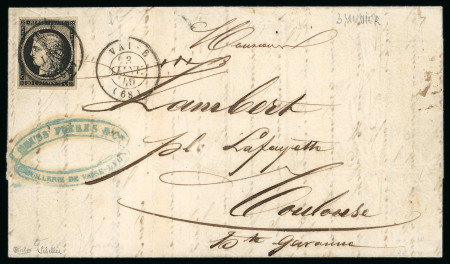 Stamp of France » Type Cérès de 1849-1850 1849, Cérès 20c n°3 sur lettre cachet à date Vaise (Rhône) du 3 janvier 1849