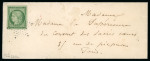 Stamp of France » Type Cérès de 1849-1850 1852, Cérès non dentelé 15 c vert Y&T n°2 seul sur lettre