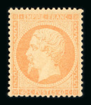 Stamp of France » Empire 1853-1862 1862, Napoléon dentelé Y&T n°23, 40c orange clair,