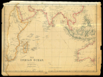 Stamp of India 1800s pair of maps, incl. map of India by John Tallis & Co. and Indian Ocean map showing the steam packet routes marked by Ed Walker