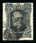 Stamp of Brazil » 1866-83 Dom Pedro » 1877-78 Roulette "White Beard" Issue 1877 200 reis Don Pedro with early perfin Z.B & Co.