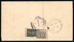 Stamp of Brazil » 1850-66 Upright Figures 1862 complete folded letter Rio de Janeiro to Amparo with 30r and 90r, and piece with 30r and strip of three 90r black obliterated by two strikes of the "MOGY DASCRUZES" hs