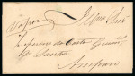 Stamp of Brazil » 1850-66 Upright Figures 1862 complete folded letter Rio de Janeiro to Amparo with 30r and 90r, and piece with 30r and strip of three 90r black obliterated by two strikes of the "MOGY DASCRUZES" hs