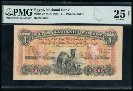 Egypt 1 pound 1898 banknote, remainder without signature and number, and with stamp “CANCELLED”