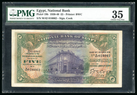 Egypt, 5 pounds 1930-1940, signed Cook; Pick 19b