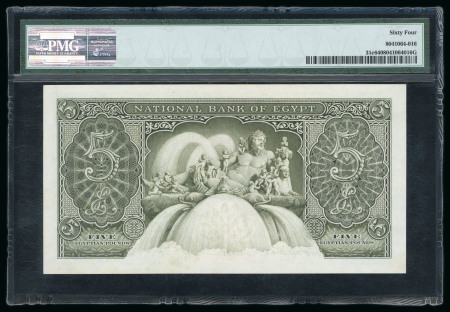 Egypt,  5 pounds 1952-1960; Pick 31c, Hanafy M5 (5