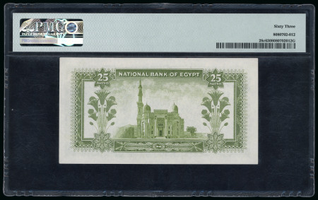 Egypt 25 piastres 1957; Pick 28c, Hanafy M2 (25 P.T.b-c), three banknotes.