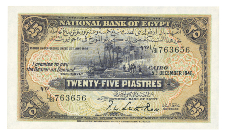 Egypt 25 piastres 1917 (1946-1951); Pick10d.