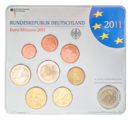 Euro coins, 7 sets of Bundesrepublik Deutschland Euro-Münzen