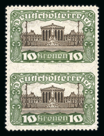 Stamp of Austria » Deutsch-Österreich 1919-21, Parlament 10K in senkrechtem Paar mit ungezähnter