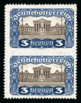 Stamp of Austria » Deutsch-Österreich 1919-21, Parlament 3K in senkrechtem Paar mit ungezähnter