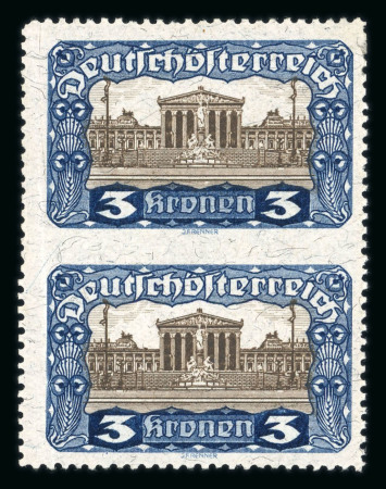 Stamp of Austria » Deutsch-Österreich 1919-21, Parlament 3K in senkrechtem Paar mit ungezähnter
