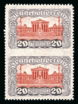 Stamp of Austria » Deutsch-Österreich 1919-21, Parlament 20K in senkrechtem Paar mit ungezähnter