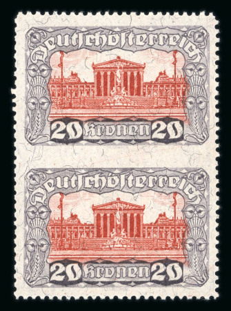 Stamp of Austria » Deutsch-Österreich 1919-21, Parlament 20K in senkrechtem Paar mit ungezähnter
