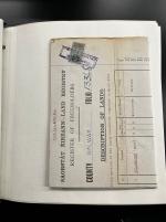 Stamp of Ireland » Revenues & Fiscals » Embossed Stamp Duty 1922-1934 Old-time attractive collection of 43 documents neatly mounted on pages and housed in Green Plymouth album, showing mostly documents with Saorstát Éireann or Rialtat Seadalac Na hÉireann ovpts on George V issues