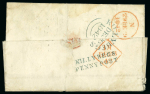 Stamp of Ireland » Postal History (Arranged alphabetically by County) Donegal - Killybegs: 1816-42 Selection of three covers mounted on pages, showing unrecorded mileage mkg KY BEGS/123, 1835 cover to Longford with undated circular KILLYBEGS, plus the rare 1842 KILLYBEGS/PENNY POST in blue