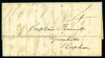 Stamp of Ireland » Postal History (Arranged alphabetically by County) Donegal - Ramelton: 1814-48 Selection of eight covers mounted on album pages, showing RAMELTON/117 in black on two covers, the sacrcer RAMELTON/117 in blue, two different linear RAMELTON mkgs, one ex. Fred Dixon, also it