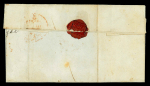 Stamp of Ireland » Postal History (Arranged alphabetically by County) Donegal - Raphoe: 1814-48 Selection of seven covers mounted on album pages, showing RAPHOE/108 in black, two linear RAPHOE mkgs in blue, one ex. Fred Dixon, two covers both showing PAID AT/RAPHOE in red, also italic blue